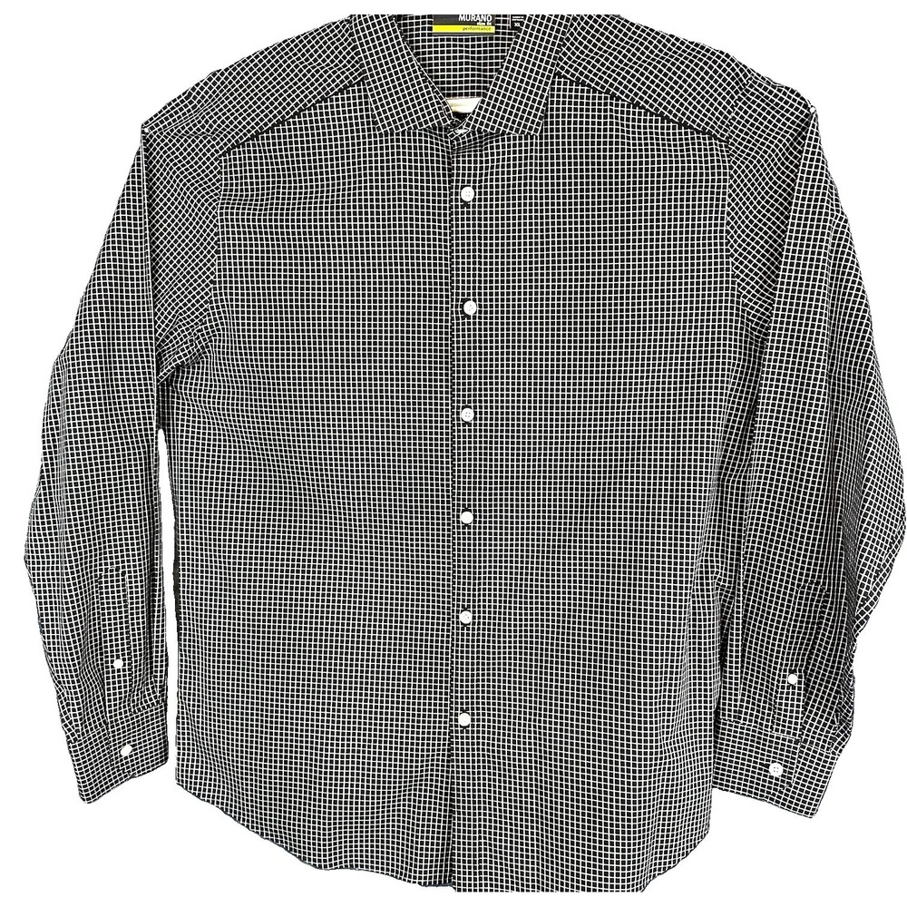 Murano Performance Slim Fit Woven Long Sleeve Point Collar Check Shirt XL
